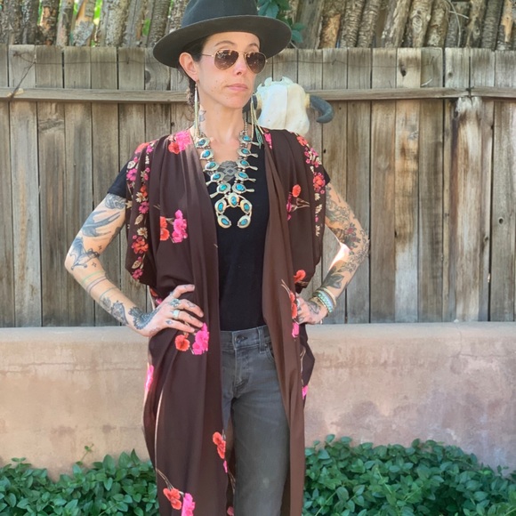 Vintage 70s Flapper Style Kimono Robe Beach Wear - Picture 7 of 11